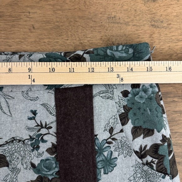 Anthropologie Tabitha Womens Medium Teal Floral Gray Wool Blend Mini Skirt - Picture 8 of 15